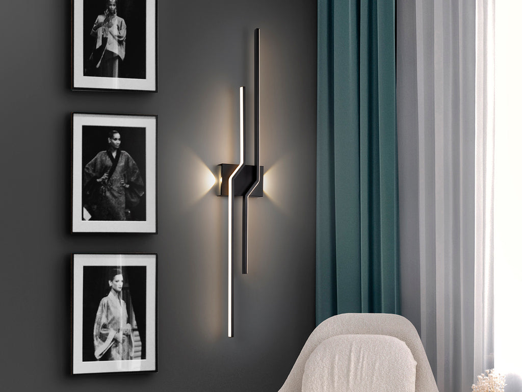 Стенна LED лампа ZigZag в матово черно – детайлен изглед