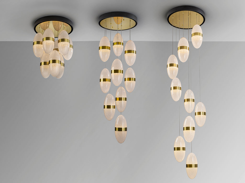 Висяща LED лампа Garden с 9 светлини в черно и злато – изглед 4