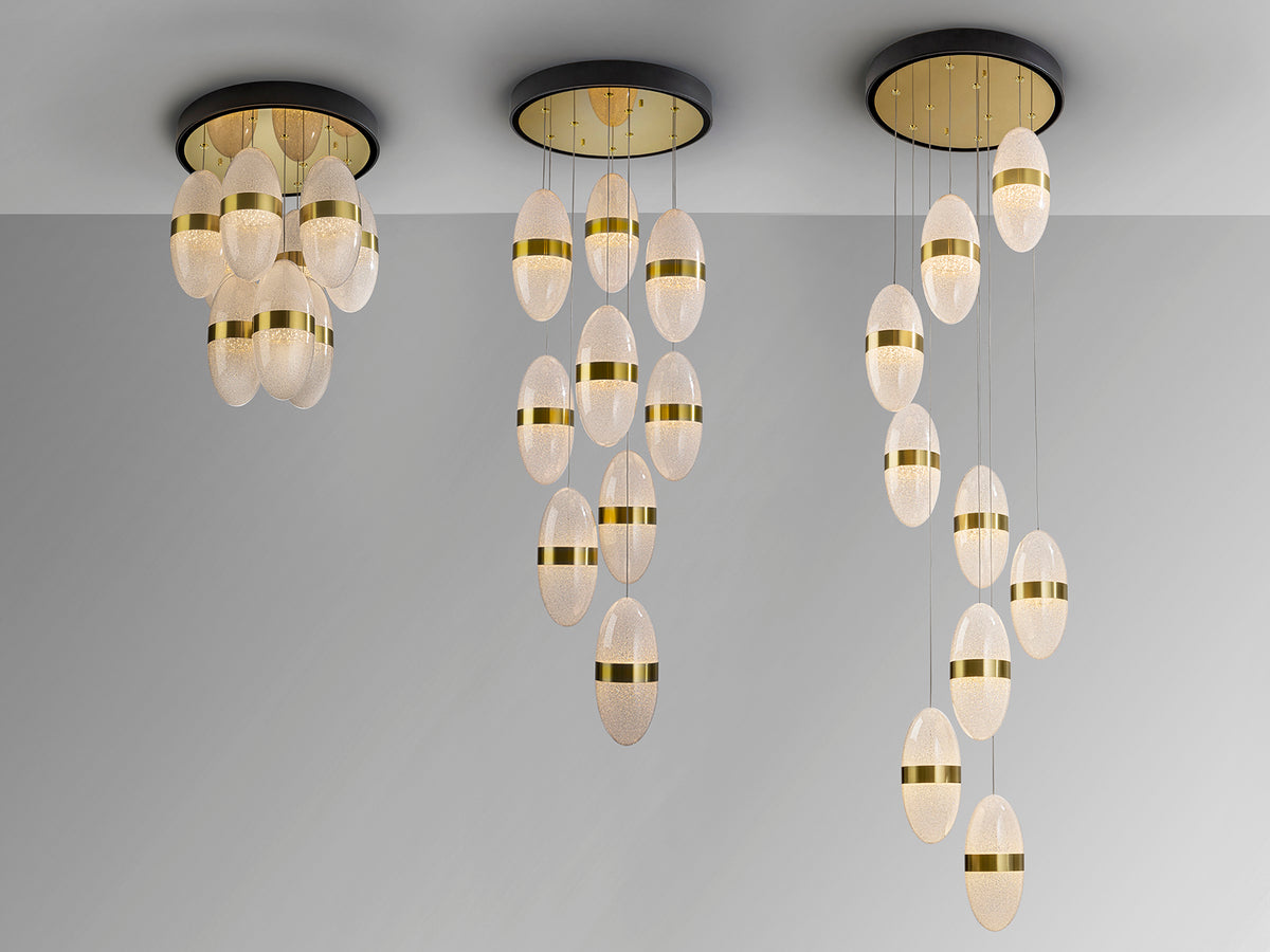 Висяща LED лампа Garden с 9 светлини в черно и злато – изглед 4