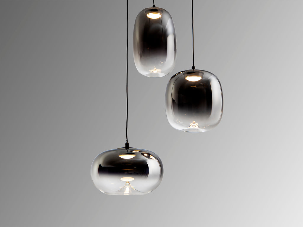 Висяща LED лампа Onice 3L с абажури от опушено стъкло – изглед 4