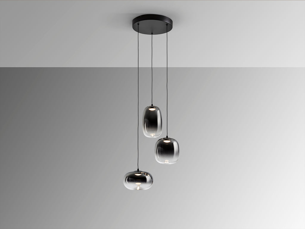 Висяща LED лампа Onice 3L с абажури от опушено стъкло – изглед 3