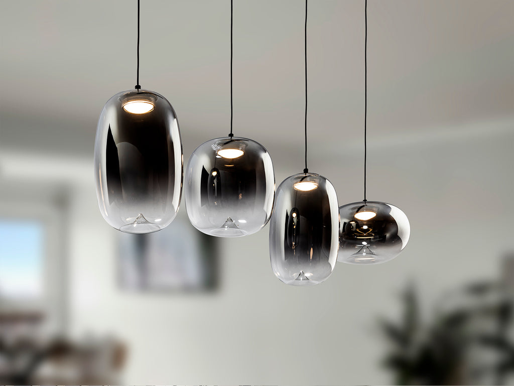 Висяща LED лампа Onice 4L с абажури от опушено стъкло – изглед 2