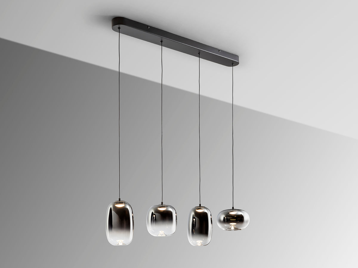 Висяща LED лампа Onice 4L с абажури от опушено стъкло – изглед 4