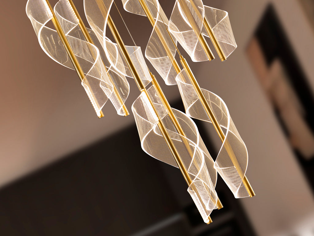 Висяща LED лампа Velas 9L в матово злато – изглед 3