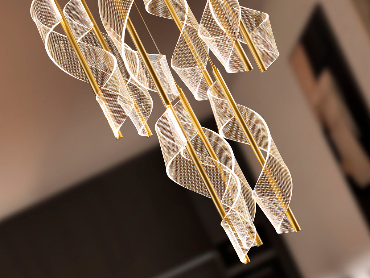 Висяща LED лампа Velas 9L в матово злато – изглед 3