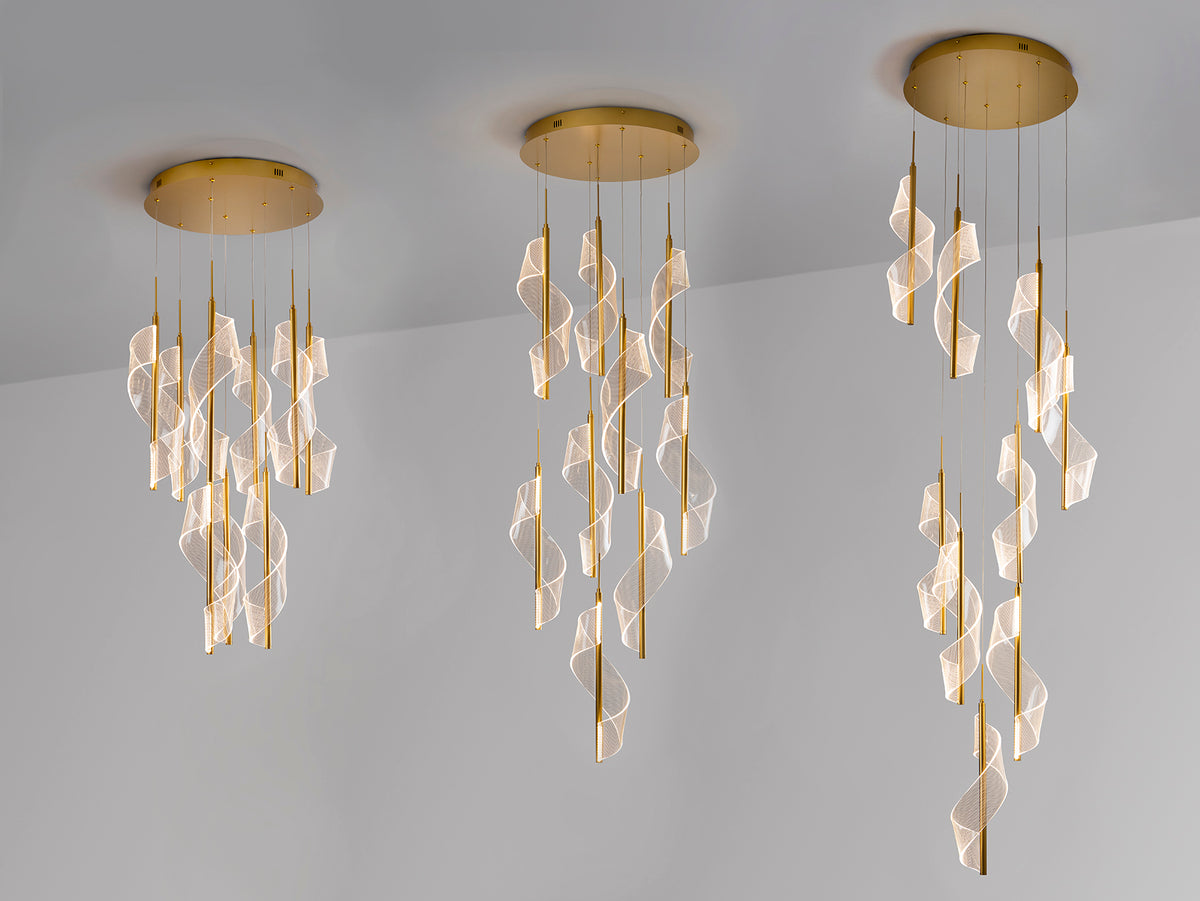 Висяща LED лампа Velas 9L в матово злато – изглед 4