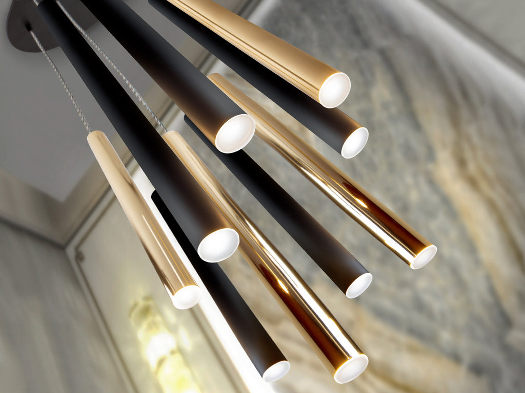 Висяща LED лампа Varas 9L с 9 светлини в злато и черно – изглед 2