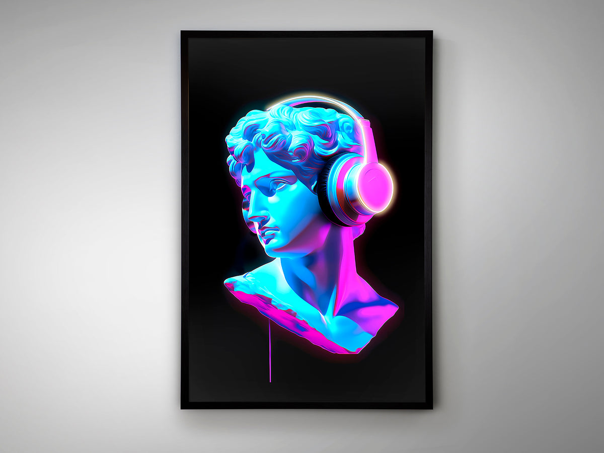 LED картина Busto Night с цветен бюст със слушалки – изглед 3