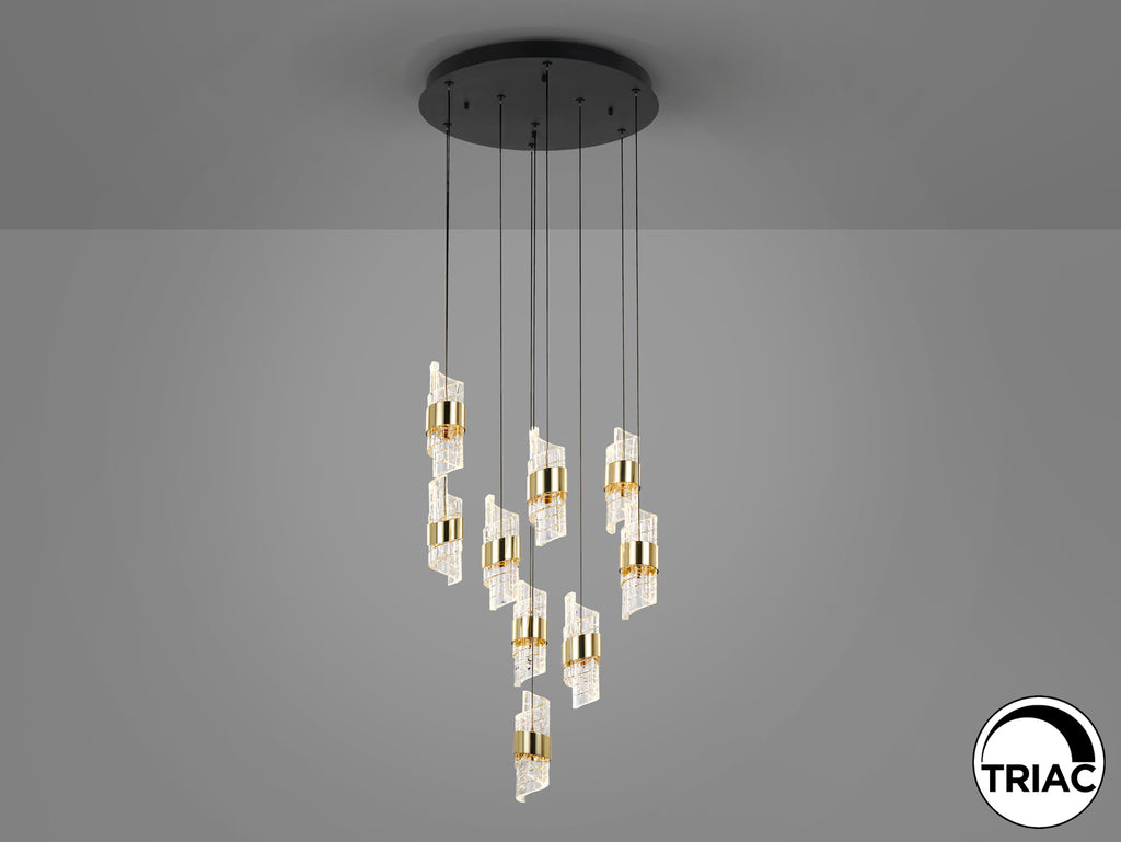 Висяща LED лампа Iliada 9L с 9 спираловидни абажура – изглед 2