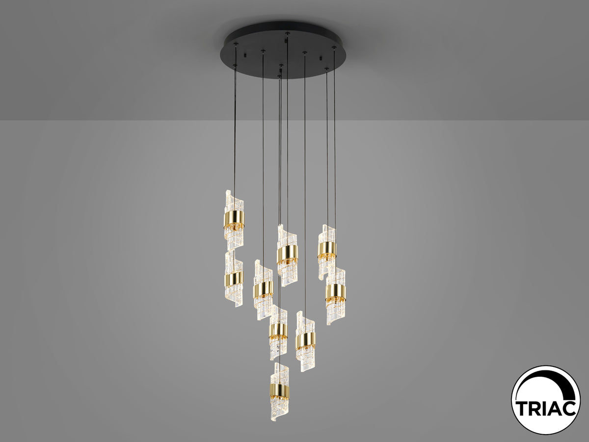 Висяща LED лампа Iliada 9L с 9 спираловидни абажура – изглед 2