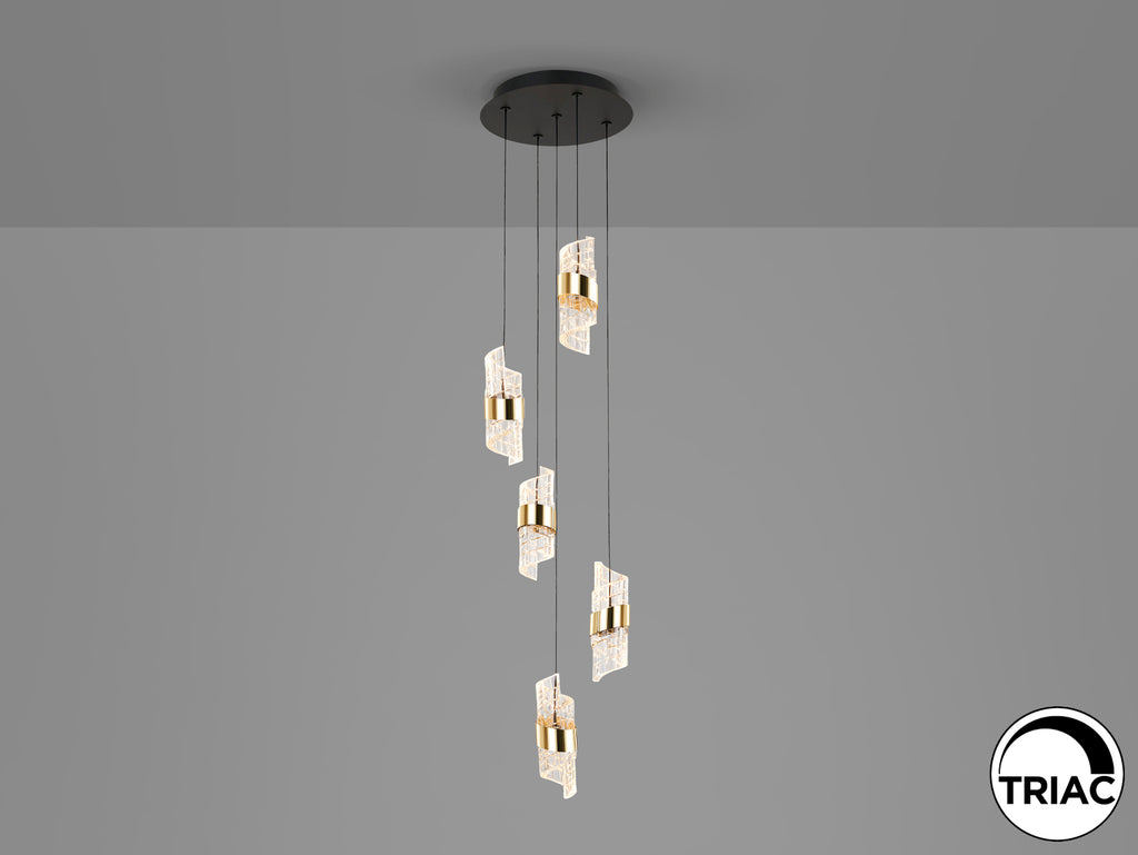 Висяща LED лампа Iliada 5L с 5 спираловидни абажура, димируема – изглед 2