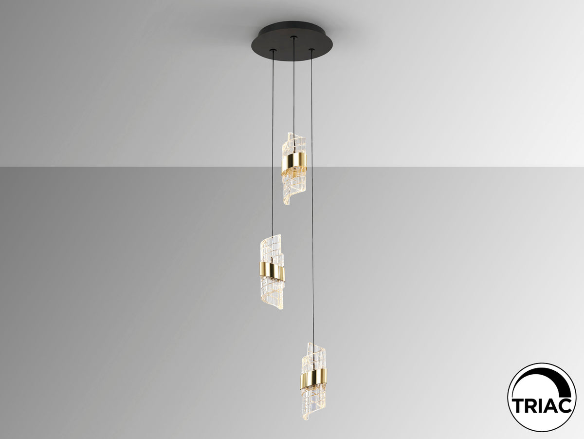 Висяща LED лампа Iliada 3L с 3 спираловидни абажура – изглед 2