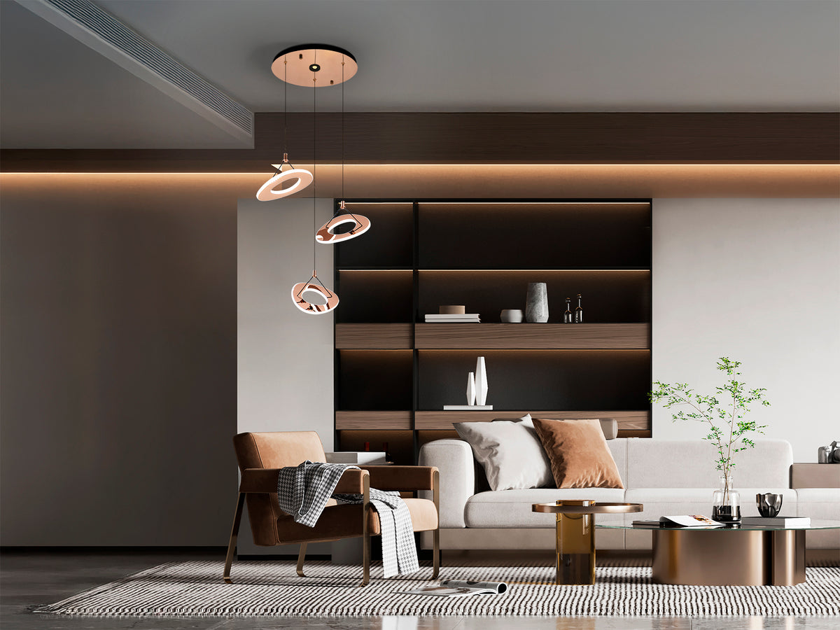 Висяща LED лампа Mirena 3L с 3 светлини в розово злато