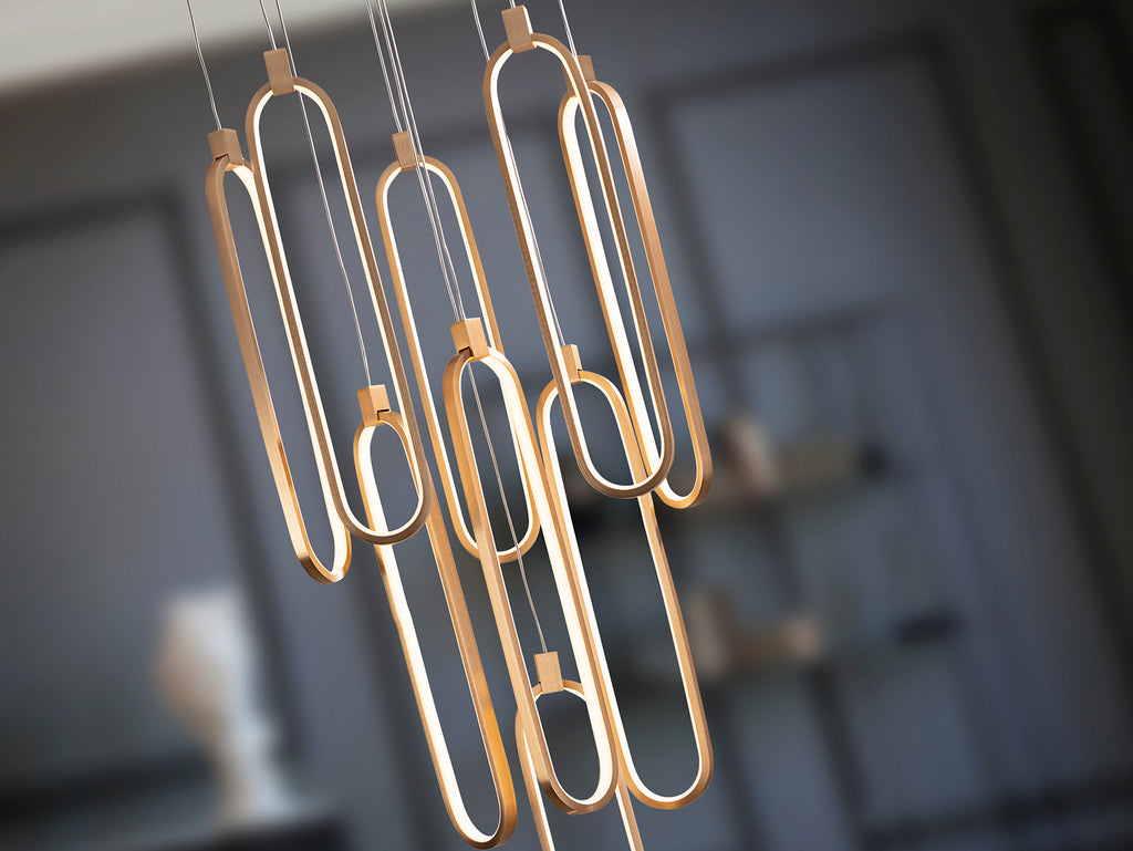 Висяща LED лампа Colette 9L в розово злато – изглед 3