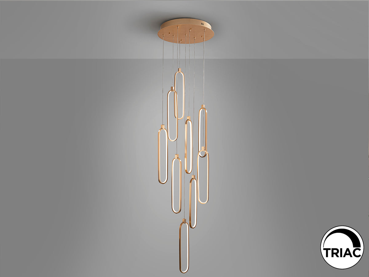 Висяща LED лампа Colette 9L в розово злато – изглед 4