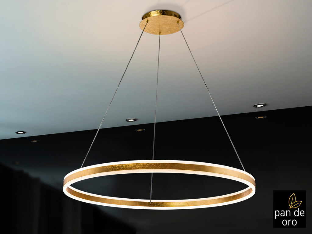 Висяща LED лампа Helia Day XL в златен лист – детайлен изглед