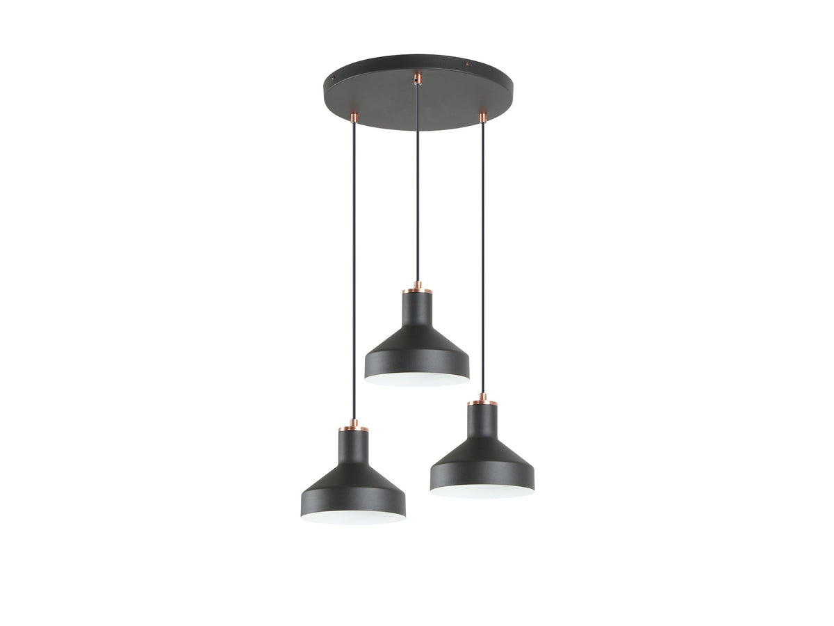 Кръгъл пендел Irias 3L с 3 светлини в черно и мед – изглед 4