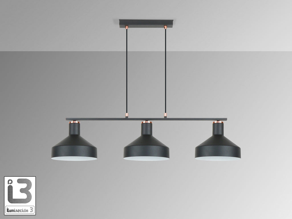 Линеен пендел Irias 3L с 3 светлини в черно и мед – изглед 3