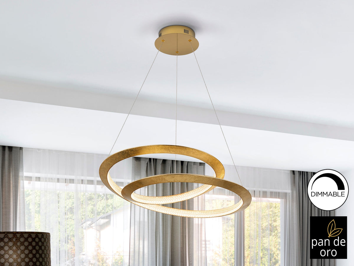Висяща LED лампа Eternity в златни листа с акрилен дифузер