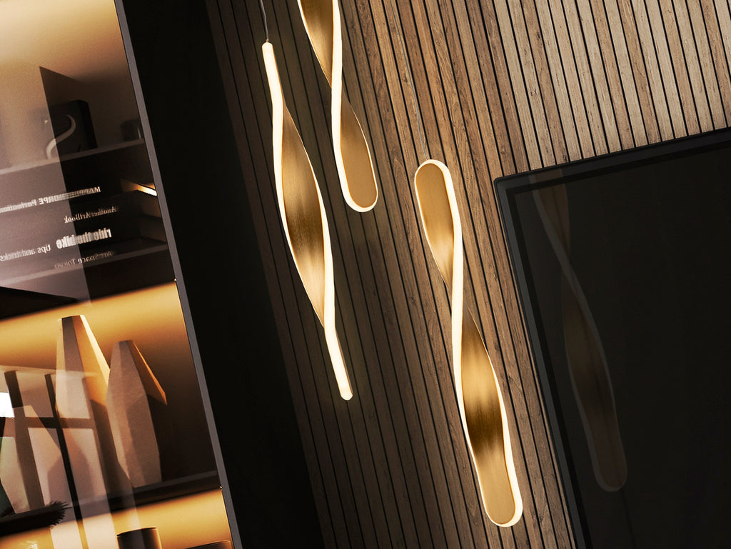 Висяща LED лампа Twist 3L в четкано злато – изглед 2