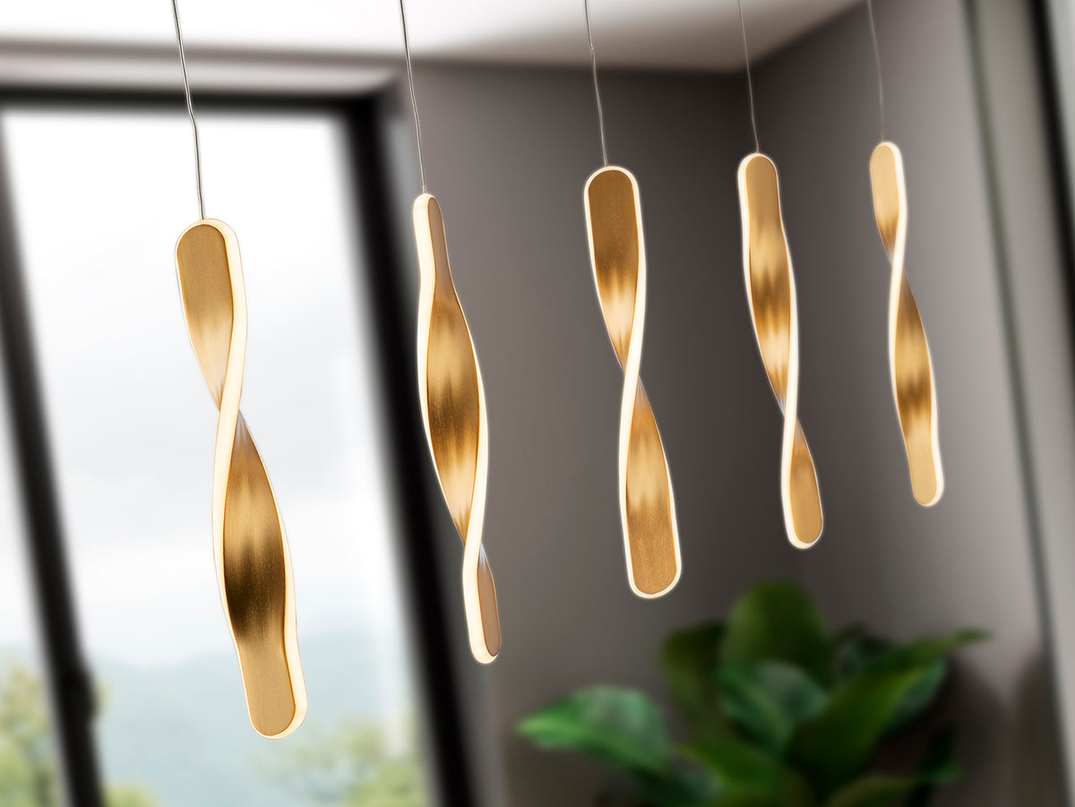 Висяща LED лампа Twist 5L в четкано злато – изглед 2