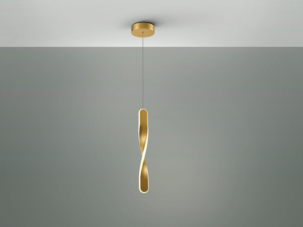 Висяща LED лампа Twist в четкано злато – изглед 3
