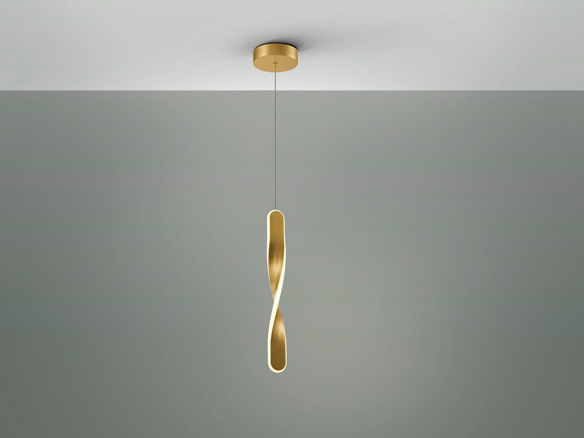 Висяща LED лампа Twist в четкано злато – изглед 3