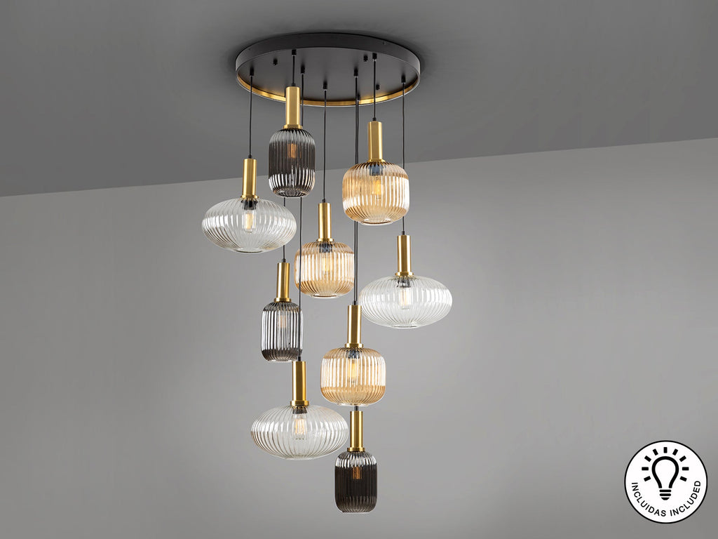 Висяща лампа Norma 9L с 9 стъклени абажура – изглед 6