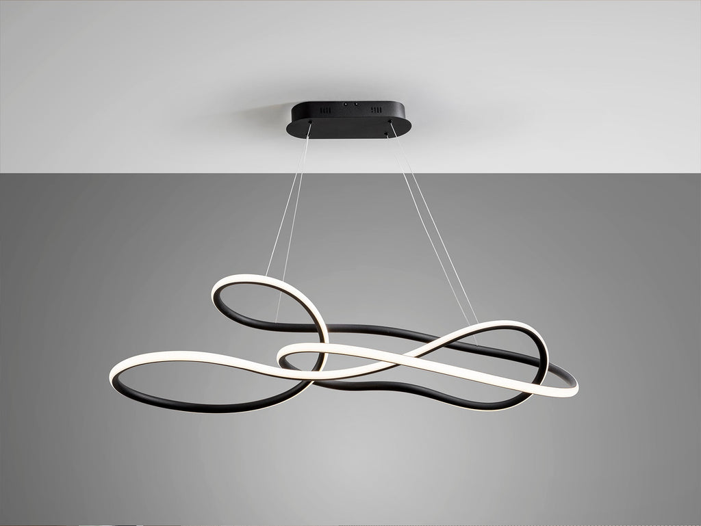 Голяма висяща LED лампа Evania в матово черно – изглед 4