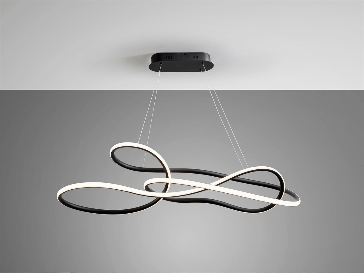 Голяма висяща LED лампа Evania в матово черно – изглед 4