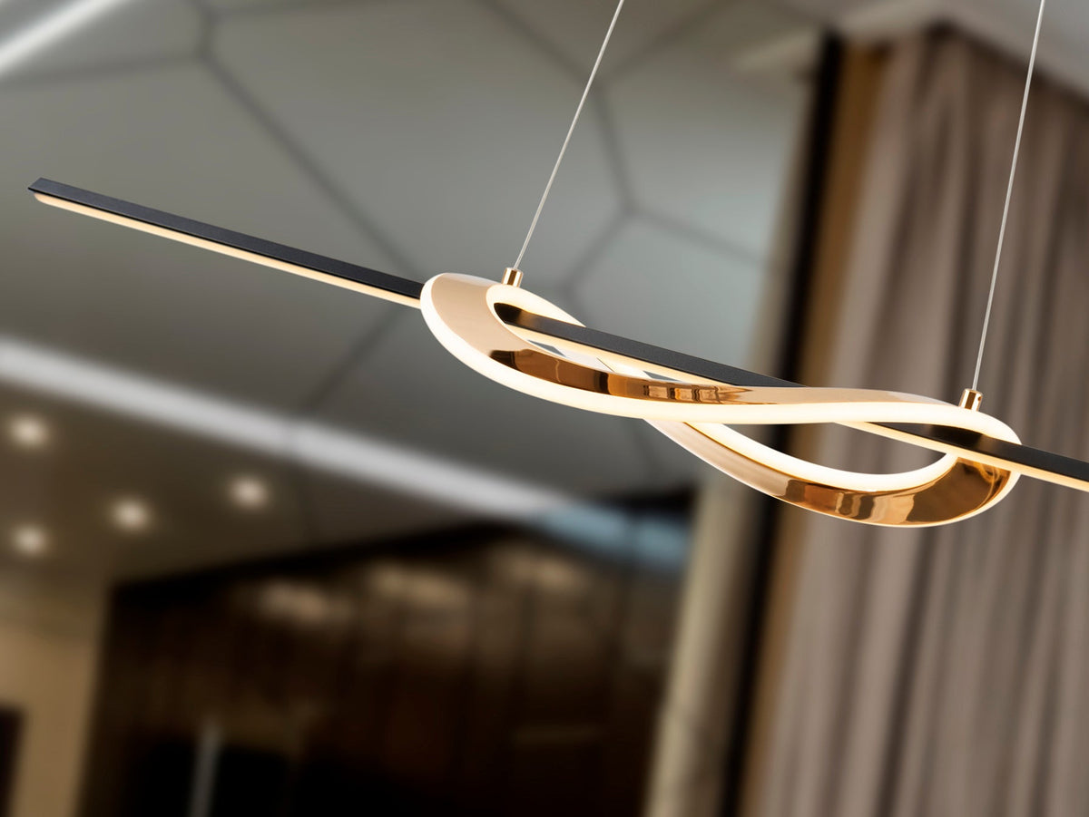 Висяща LED лампа Enora в лъскаво злато и матово черно – изглед 2