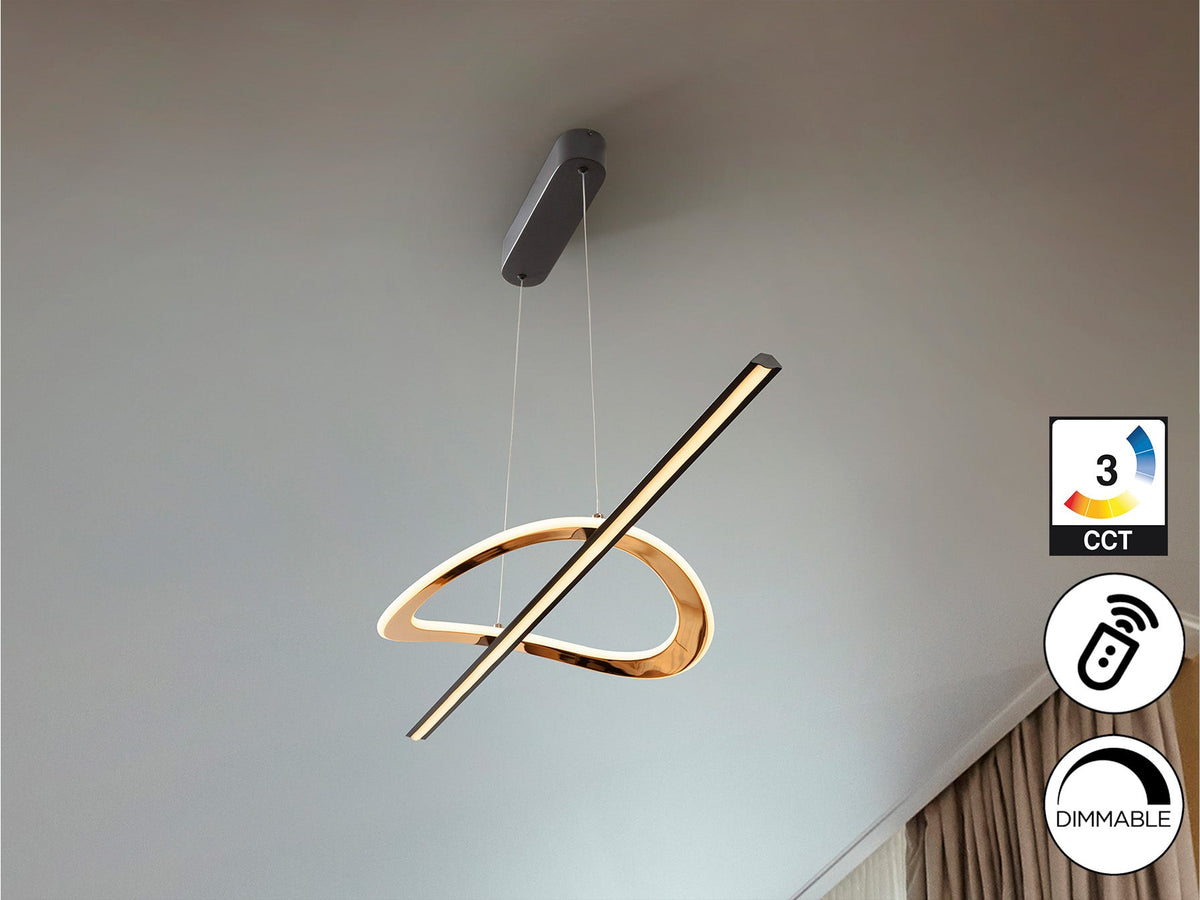 Висяща LED лампа Enora в лъскаво злато и матово черно – изглед 3