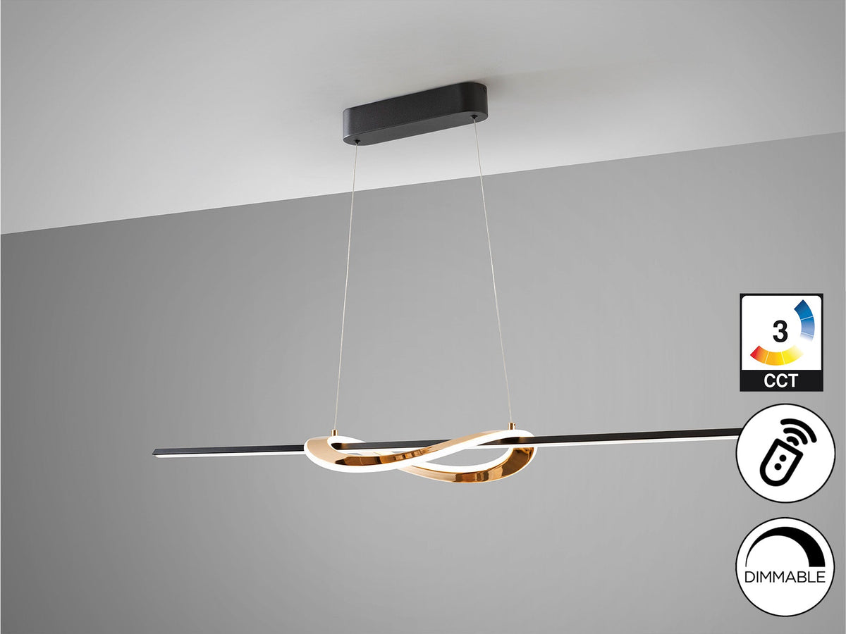 Висяща LED лампа Enora в лъскаво злато и матово черно – изглед 4