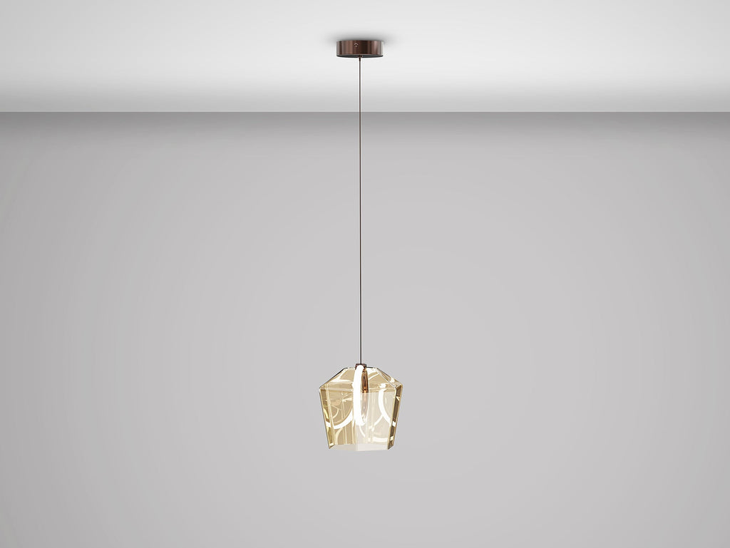 Висяща LED лампа Ingrid 1L с тониран стъклен абажур в шампанско – изглед 4