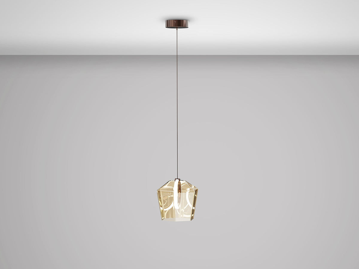 Висяща LED лампа Ingrid 1L с тониран стъклен абажур в шампанско – изглед 4