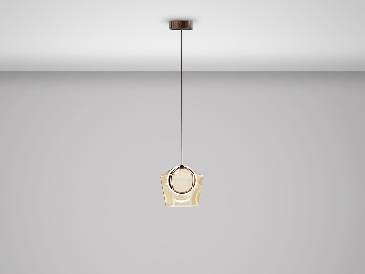 Висяща LED лампа Ingrid 1L с тониран стъклен абажур в шампанско – изглед 5