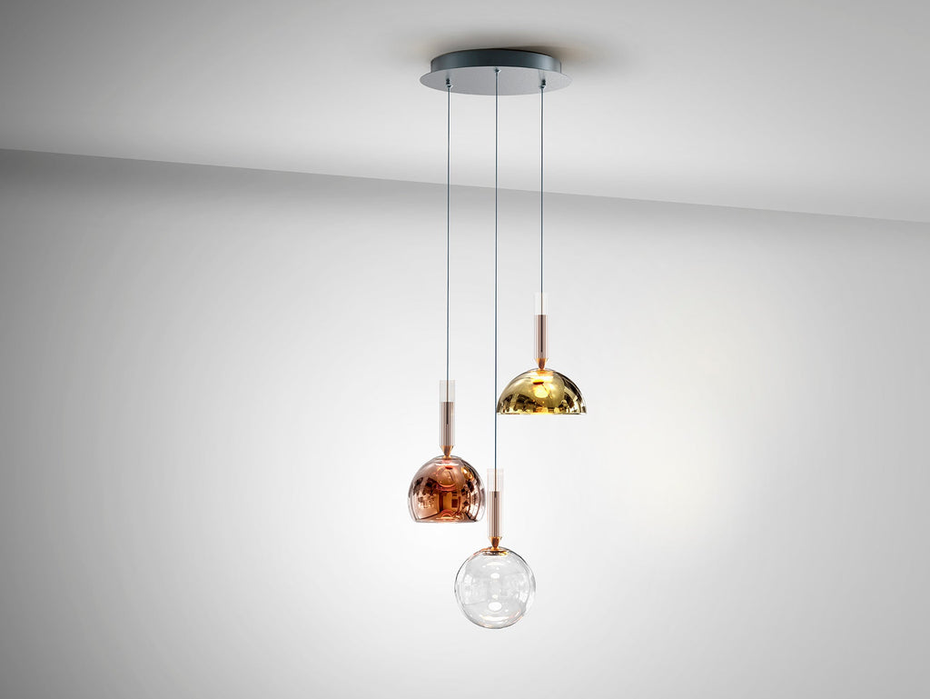 Висяща LED лампа Charlize II 3L с 3 абажура от опушено стъкло – изглед 2