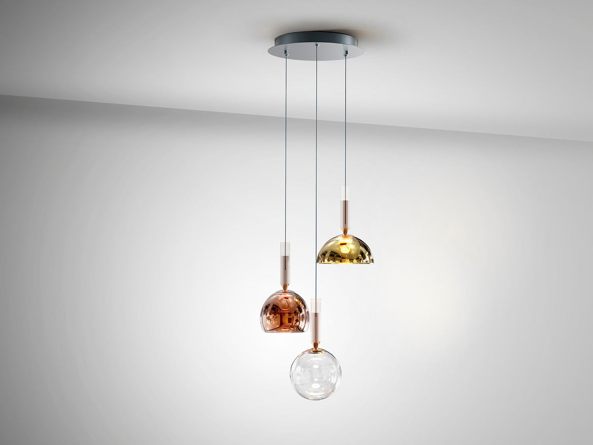 Висяща LED лампа Charlize II 3L с 3 абажура от опушено стъкло – изглед 2