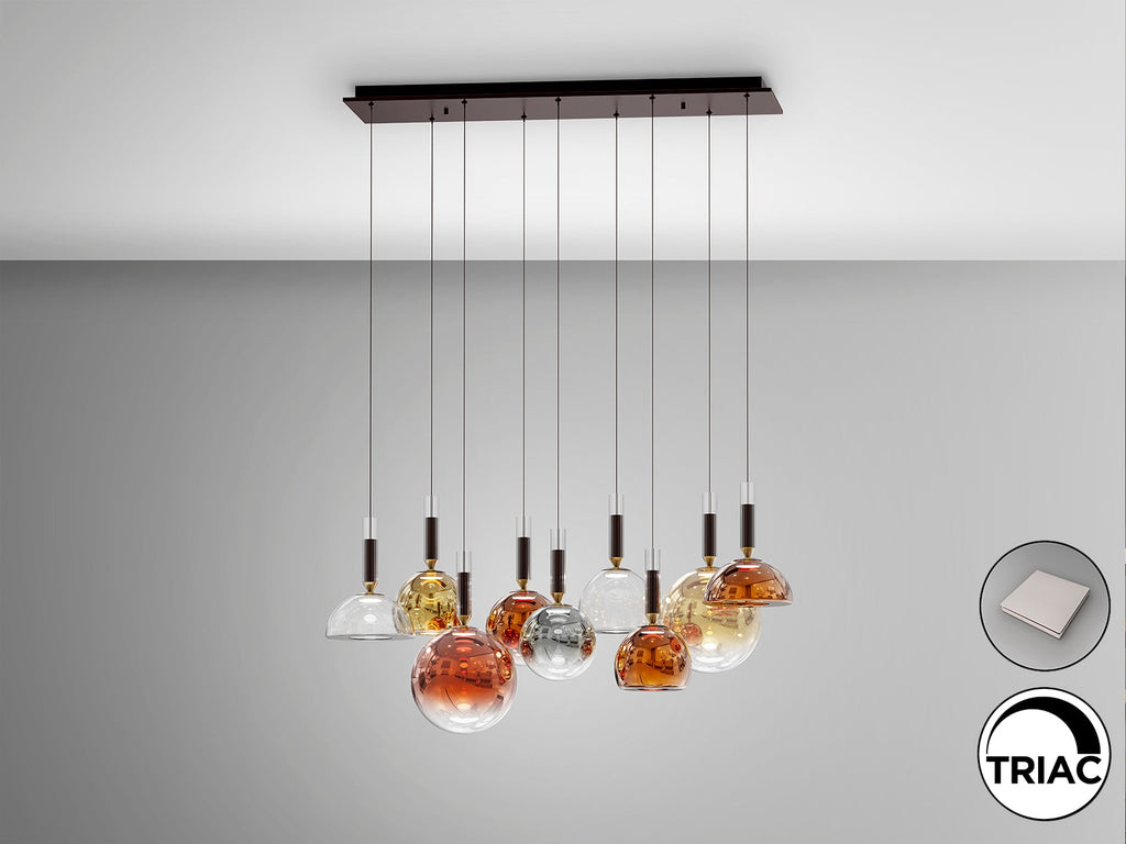 Висяща LED лампа Charlize II 9L в тъмен бронз с 9 абажура – изглед 2