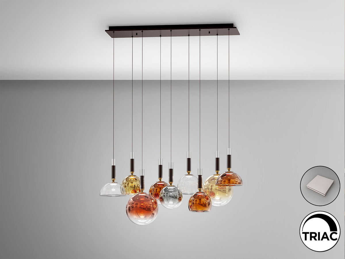 Висяща LED лампа Charlize II 9L в тъмен бронз с 9 абажура – изглед 2