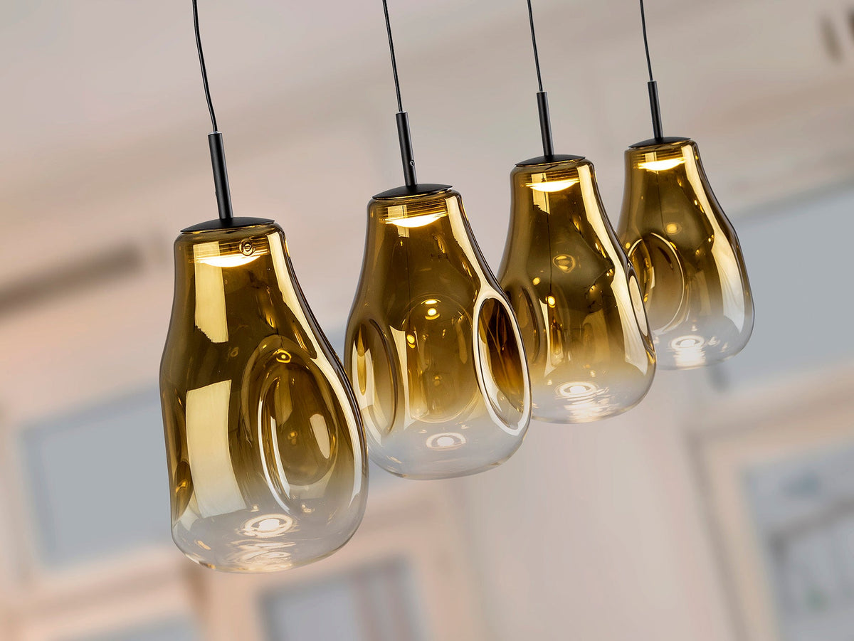 Висяща LED лампа Aledis 4L в матово черно с 4 стъклени абажура – изглед 2