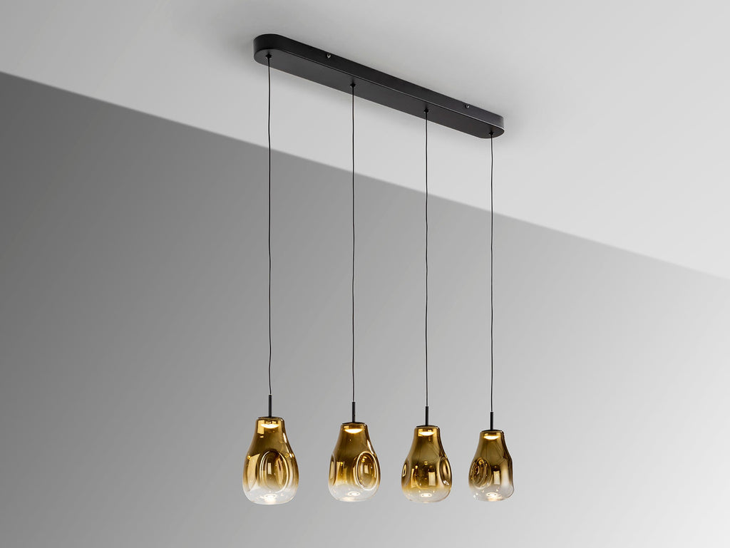 Висяща LED лампа Aledis 4L в матово черно с 4 стъклени абажура – изглед 4