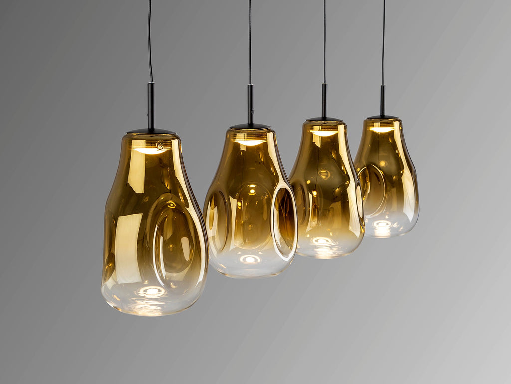 Висяща LED лампа Aledis 4L в матово черно с 4 стъклени абажура – изглед 5