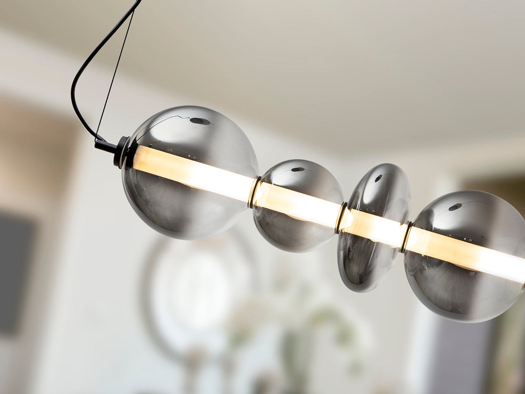 Висяща LED лампа Gladis с абажури от опушено стъкло – изглед 2