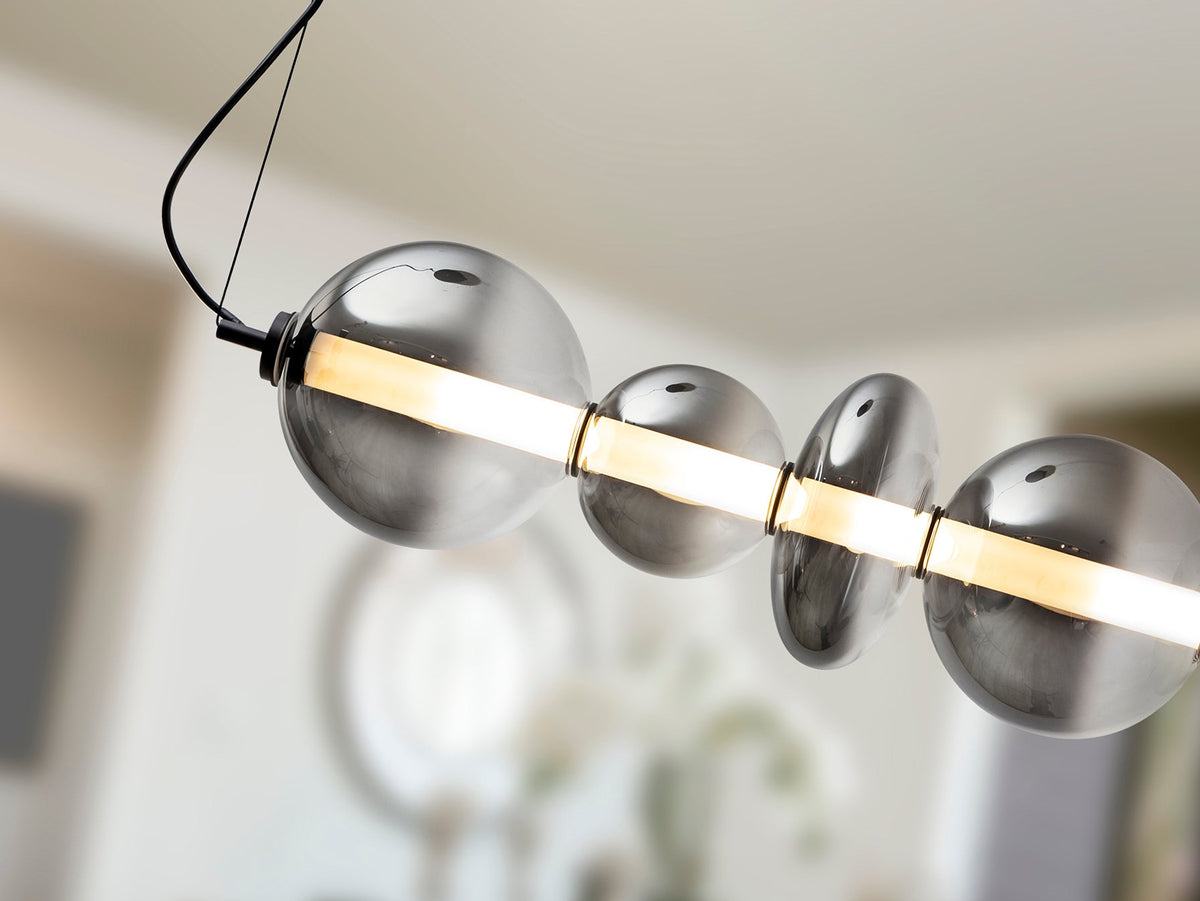 Висяща LED лампа Gladis с абажури от опушено стъкло – изглед 2