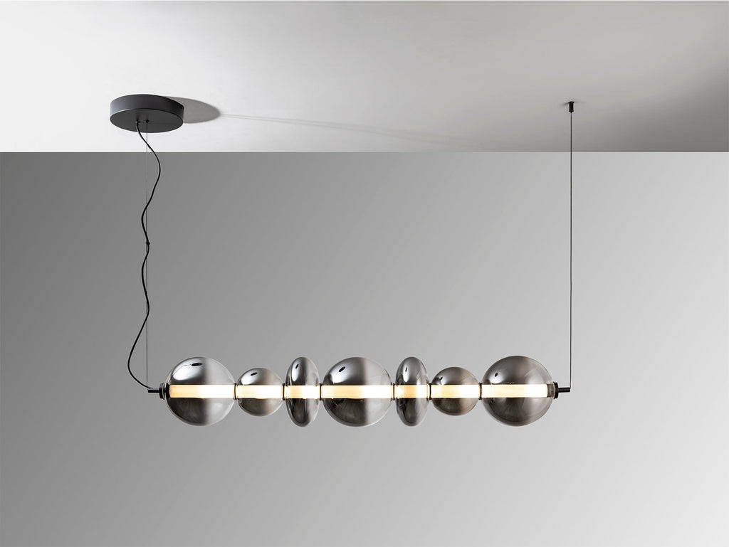 Висяща LED лампа Gladis с абажури от опушено стъкло – изглед 4
