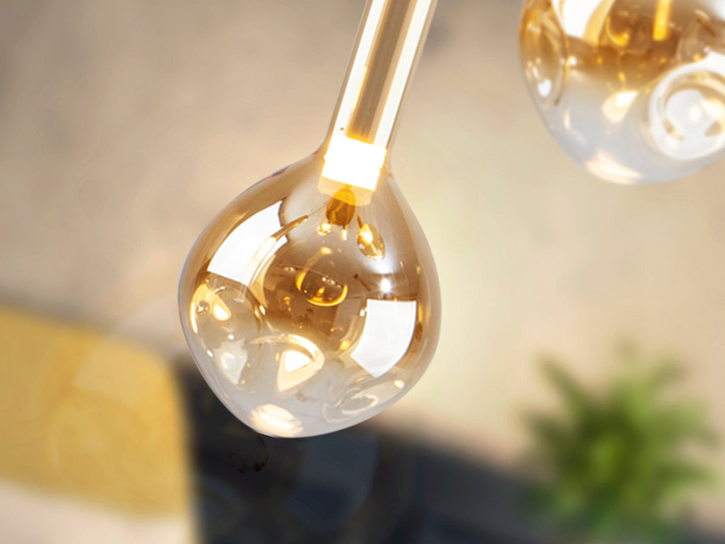 Висяща LED лампа Essenza 1L с кехлибарен стъклен абажур – изглед 2