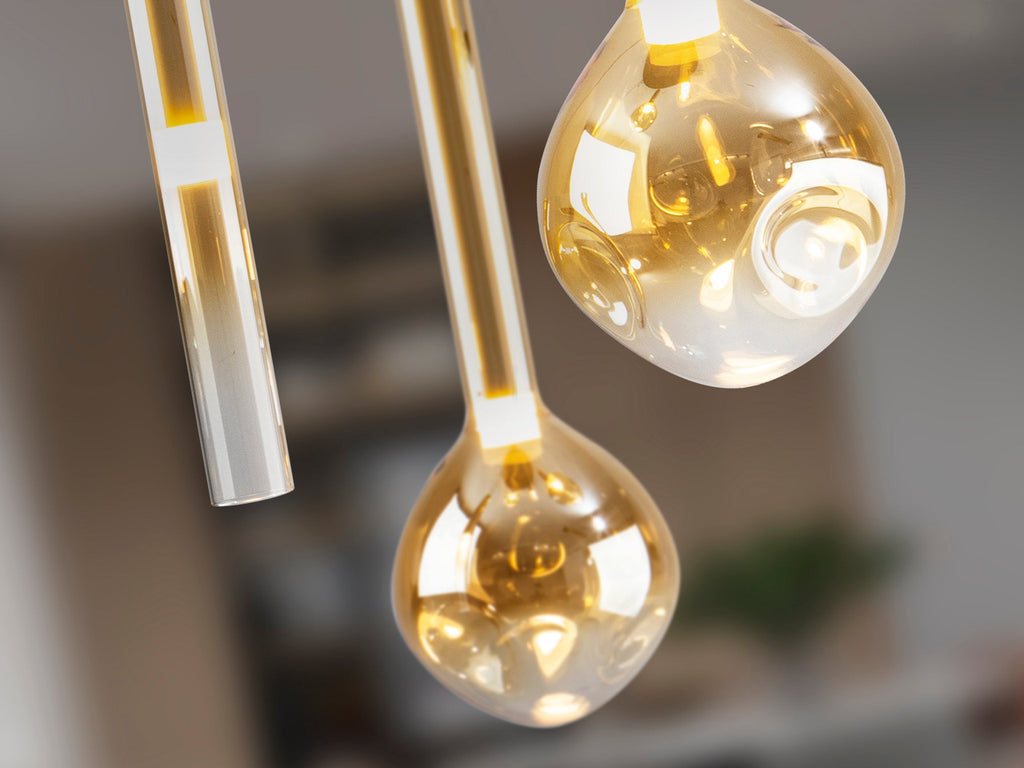 Висяща LED лампа Essenza 5L с 5 кехлибарени абажура – изглед 2