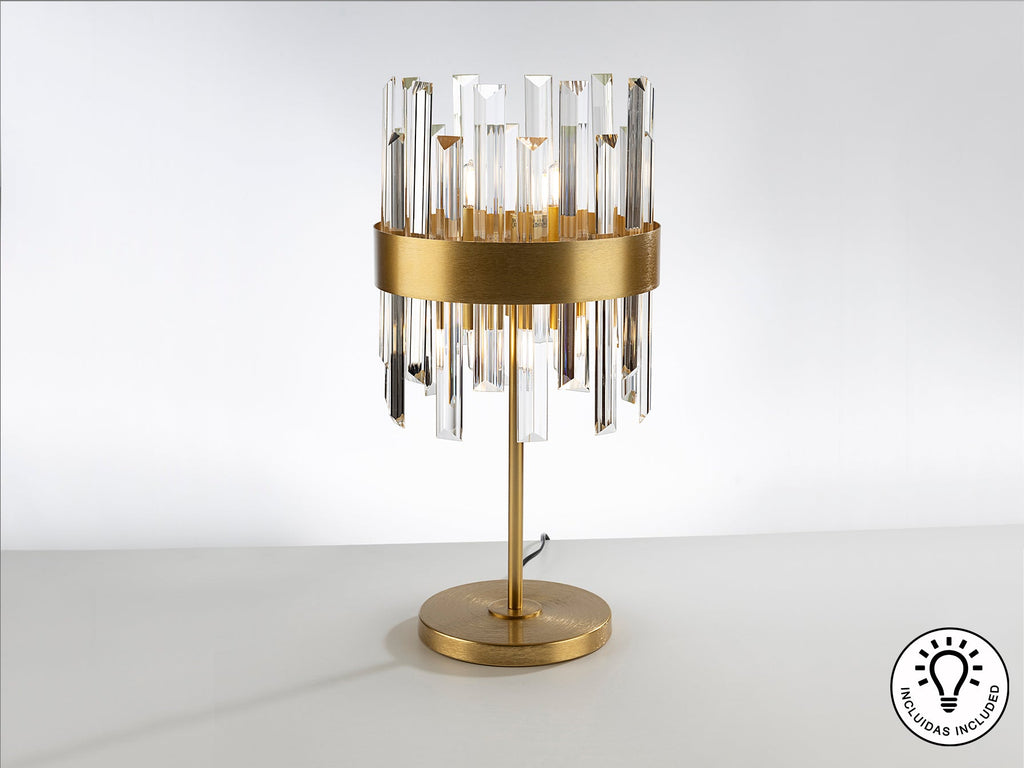 Настолна лампа Grace 6L в златно със стъклени пръчки – изглед 3
