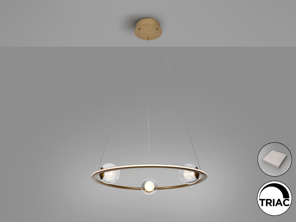 Висяща LED лампа Tirsa с 3 стъклени сфери – изглед 3